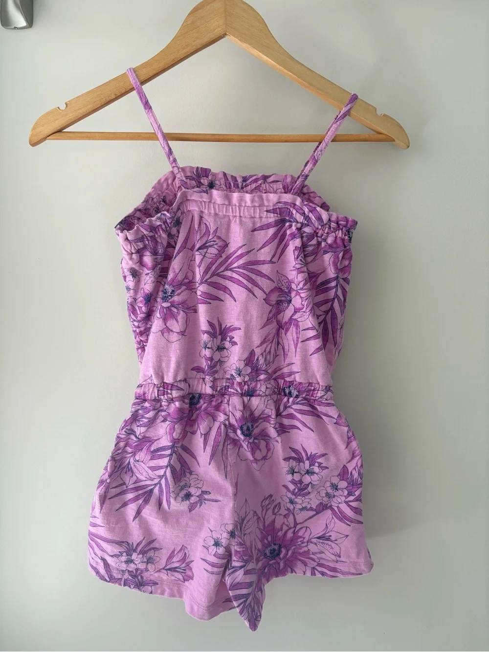 GAP Girls' Lavender Floral Cotton Romper - Size M